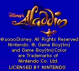 Aladdin title screen for GameBoy Color